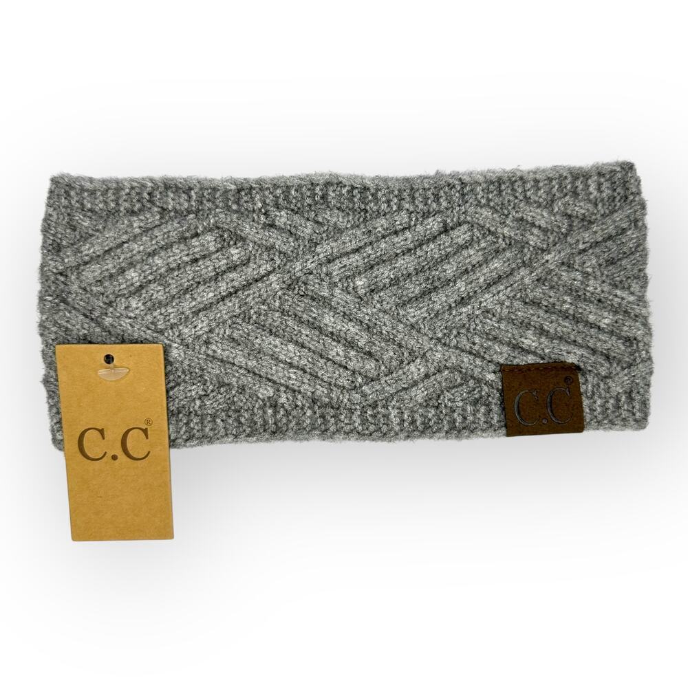 C.C NWT Winter Knitted Diagonal Stripes Criss-Cross Headband Headwrap Gray